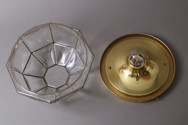 Wall Lamp Gold and Iron Flushmound from Limburger Glashütte, 1970s-ESB-1706768