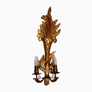 Wall Lamp Hollywood Regency Italian Gold -Plated Wood Baroque Cornucopia-ESB-1376906