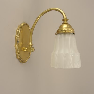 Wall Lamp in Brass with Satin Shade, France, 1919-KDB-1777154