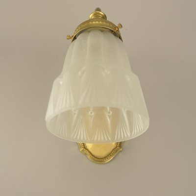 Wall Lamp in Brass with Satin Shade, France, 1919-KDB-1777154