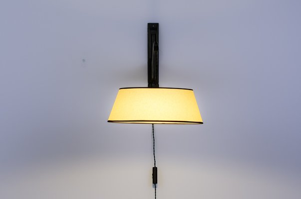 Wall Lamp in Oak and Paper Lampshade, 1950-US-1818306