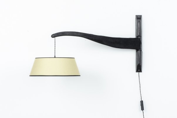 Wall Lamp in Oak and Paper Lampshade, 1950-US-1818306