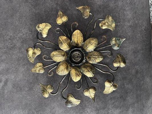 Wall Lamp in Wrought Iron with Floral Motif, 1950s-OSP-2020608