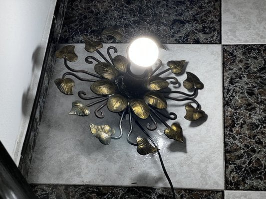 Wall Lamp in Wrought Iron with Floral Motif, 1950s-OSP-2020608