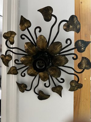 Wall Lamp in Wrought Iron with Floral Motif, 1950s-OSP-2020608