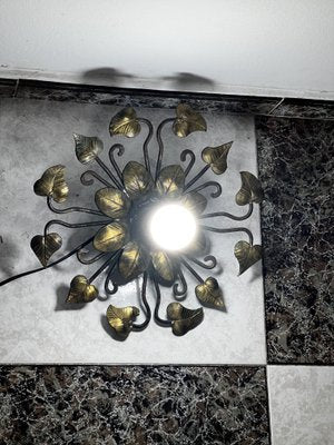 Wall Lamp in Wrought Iron with Floral Motif, 1950s-OSP-2020608