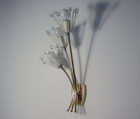 Wall Lamp Sconce with Crystal Blossoms Flowers by Emil Stejnar for Nikoll Vienna, 1950s-OE-897887