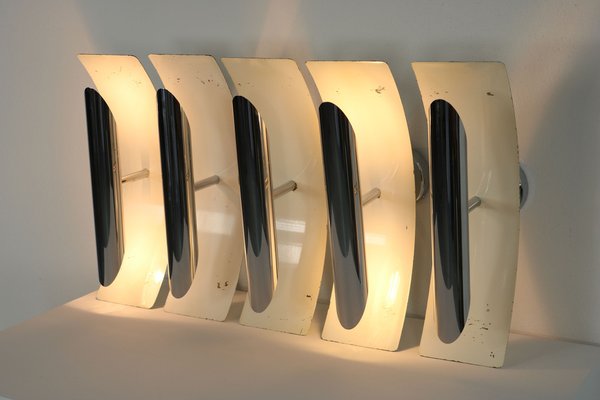 Wall Lamps in White Painted Aluminum and Chrome, Italy, 1970s, Set of 5-AA-1764456