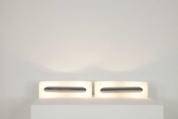 Wall Lamps in White Painted Aluminum and Chrome, Italy, 1970s, Set of 5-AA-1764456