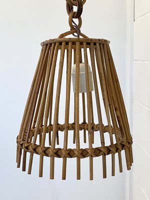 Wall Lamps in Wicker and Bamboo, 1970s, Set of 2-NPC-1821230