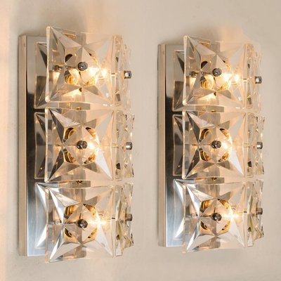 Wall Light Fixtures in Nickel Crystal Glass from Kinkeldey, 1970, Set of 2-VDW-2016923