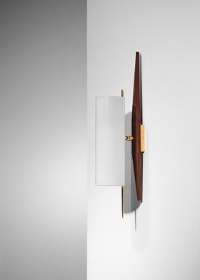 Wall Light in Acrylic Glass, Teak and Brass Tube from Arlus, 1960s-YU-1800674