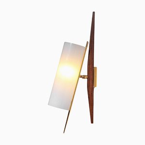 Wall Light in Acrylic Glass, Teak and Brass Tube from Arlus, 1960s-YU-1800674