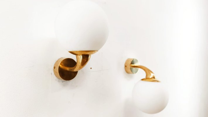 Wall Light in Glass & Brass-QLH-1336614