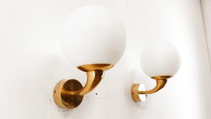 Wall Light in Glass & Brass-QLH-1336614