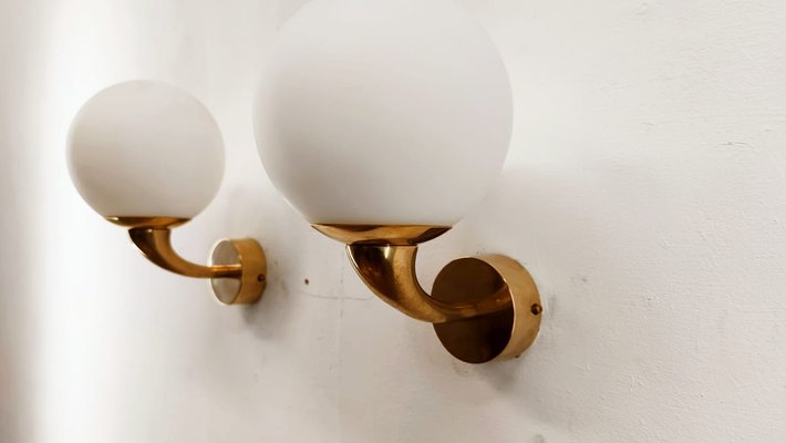 Wall Light in Glass & Brass-QLH-1336614