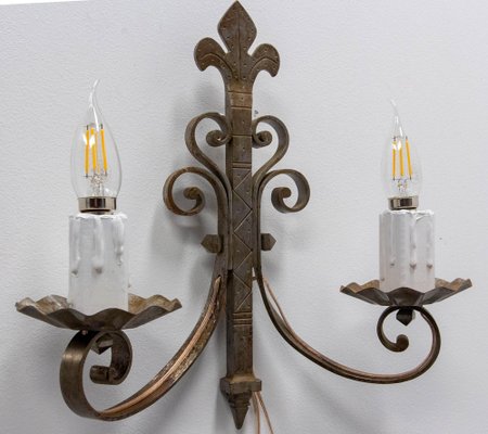 Wall Light in Iron and Wood, 1960-RIU-1801525