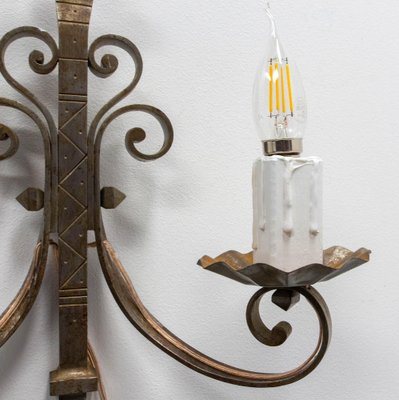 Wall Light in Iron and Wood, 1960-RIU-1801525