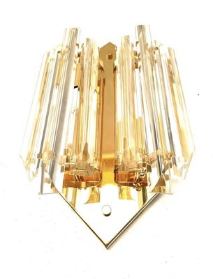 Wall Lighting with Crystal & Gilt Gold Structure from Venini, Italy, 1980s-SIH-2036739