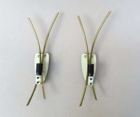 Wall Lights in Acrylic Glass & Brass, 1950s, Set of 2-EY-989532