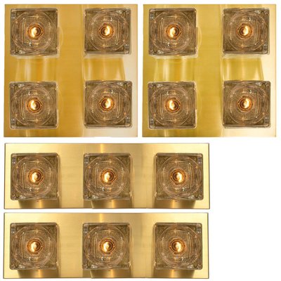 Wall Lights in Brass and Glass from Peill & Putzler, 1970s, Set of 5-VDW-876351