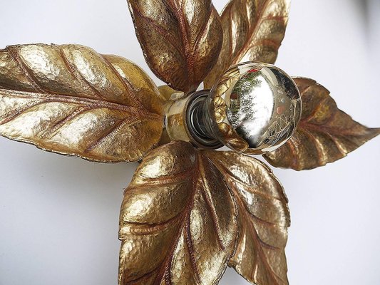 Wall Lights in Gilt Brass Leaves by Willy Daro for Massive, 1970s, Belgium, Set of 2-DEK-932616