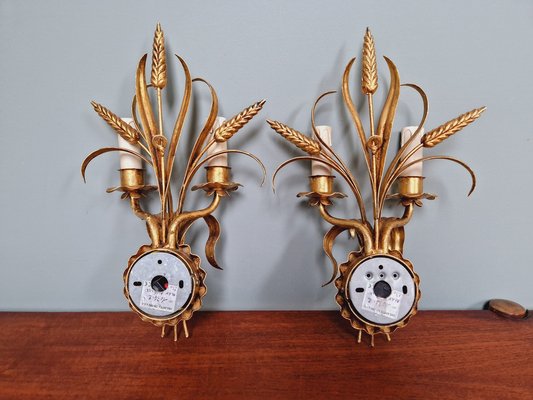 Wall Lights in Gilt Metal, Florence, Italy, 1970s, Set of 2-FAX-1803935