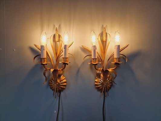 Wall Lights in Gilt Metal, Florence, Italy, 1970s, Set of 2-FAX-1803935