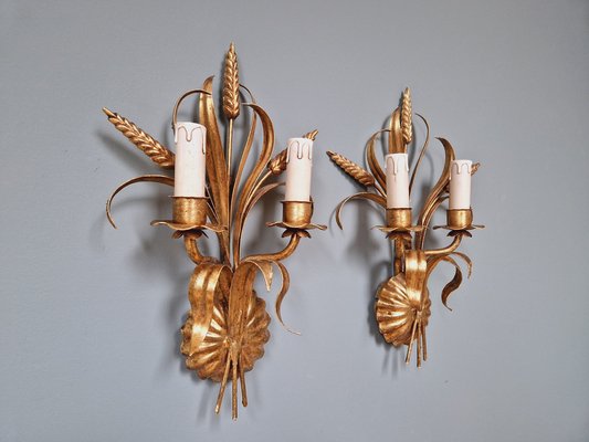 Wall Lights in Gilt Metal, Florence, Italy, 1970s, Set of 2-FAX-1803935