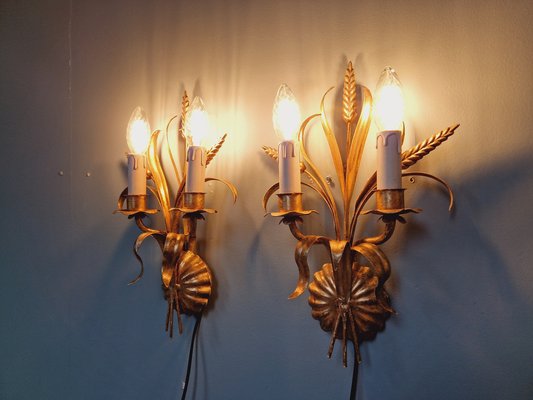 Wall Lights in Gilt Metal, Florence, Italy, 1970s, Set of 2-FAX-1803935