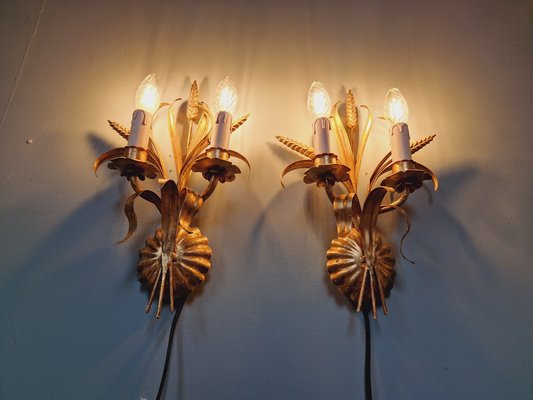 Wall Lights in Gilt Metal, Florence, Italy, 1970s, Set of 2-FAX-1803935