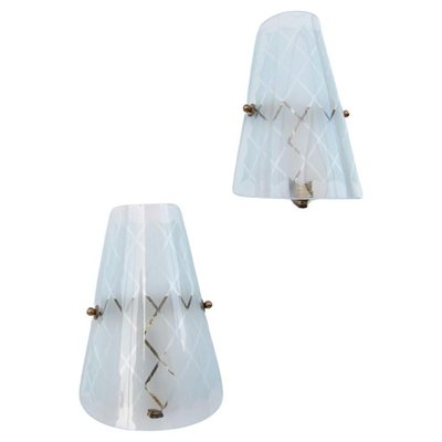 Wall Lights in Glass, 1950s, Set of 2-CGZ-1823400