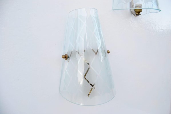 Wall Lights in Glass, 1950s, Set of 2-CGZ-1823400