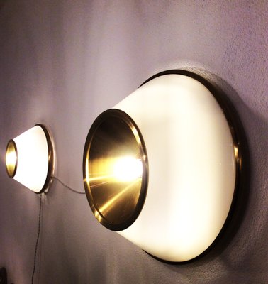 Wall Lights in Glass and Brass in the style of Luigi Caccia Dominioni, 1960s, Set of 3-QZG-1787420