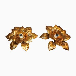 Wall Lights in Golden Metal, 1980, Set of 2-BCR-1326188