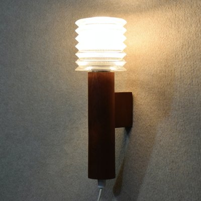 Wall Lights in Teak and Glass, Sweden, 1950s, Set of 2-RNM-1802207