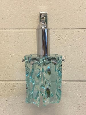 Wall Lights with Chromed Steel Frame from Cristal Art, 1970s, Set of 2-NPC-1331974