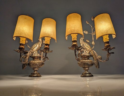 Wall Lights with Parrots and Leaves from Maison Baguès, 1950s, Set of 2-JJT-1820184