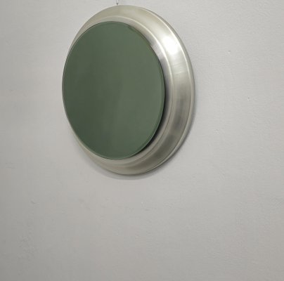 Wall Mirror in Brushed Aluminum and Smoke Glass, 1970s-ZST-1793644