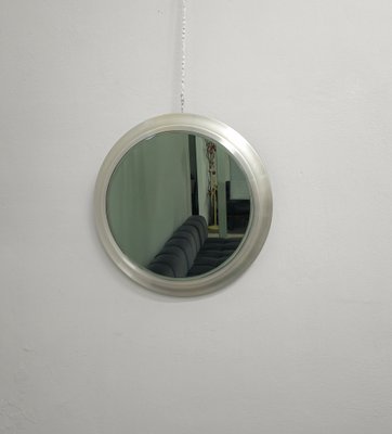 Wall Mirror in Brushed Aluminum and Smoke Glass, 1970s-ZST-1793644