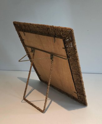 Wall Mirror in Cord, 1970s-BA-1589326