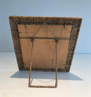 Wall Mirror in Cord, 1970s-BA-1589326