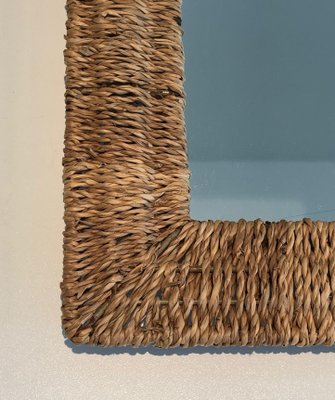 Wall Mirror in Cord, 1970s-BA-1589326