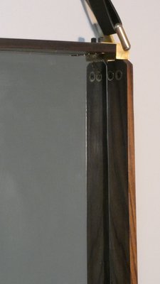 Wall Mirror in Teak, Brass and Leather, Italy, 1960s-ERB-2021162