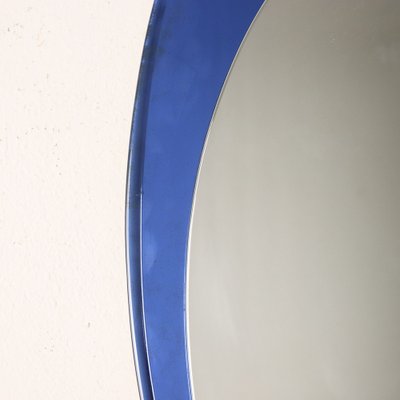 Wall Mirror in White and Blue Mirrored Glass, 1960s-1970s-VMM-1694035