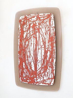 Wall Mirror with Acrylic Glass Frame and Orange Enamel Details by Enzio Wenk, 2012-JPQ-2032421