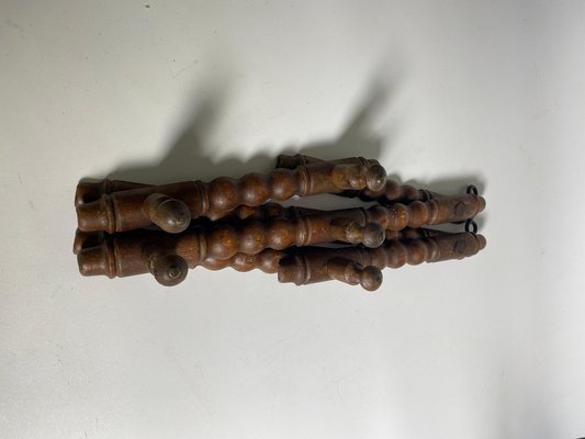 Wall Mounted Coat Rack in Brown Wood, 1950s-UR-1385708