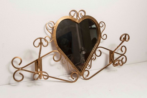 Wall-Mounted Coat Rack with Heart-Shaped Mirror-VQY-1250570