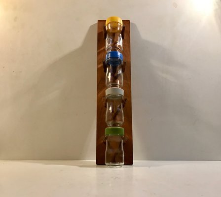 Wall Mounted Spice Rack in Teak by Lüthje Denmark, 1960s, Set of 5-LCR-827581