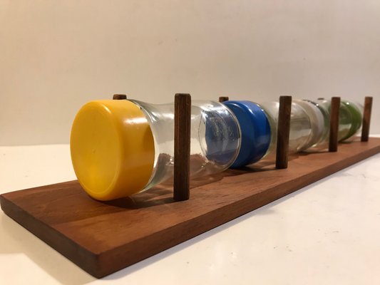 Wall Mounted Spice Rack in Teak by Lüthje Denmark, 1960s, Set of 5-LCR-827581